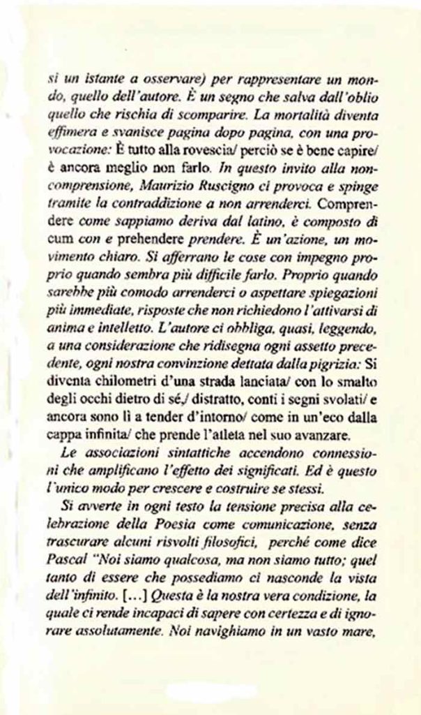 Quel tacito andare dell'orma prefazione