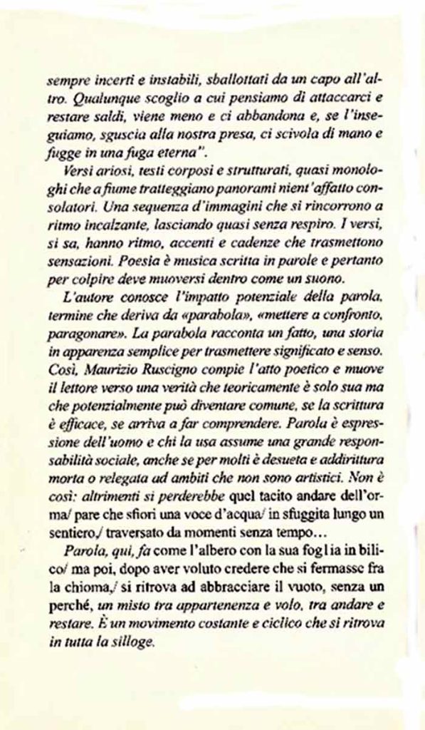 Quel tacito andare dell'orma prefazione